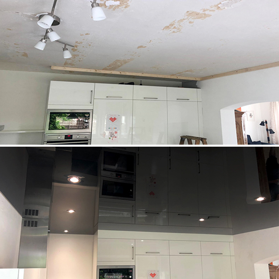 vorher nachher effekt hochglanz spanndecke