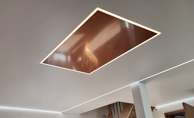 Spanndecke Metallic, C6066 Copper_ + S8005 Lily White